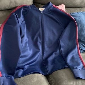 Mossimo supply company size large track jacket, navy and maroon